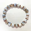 MG1953 8 MM Snow Agate Cuted Beads Bracelet Womens Natural Gemstone Beaded Chakra Wrist Jewelry