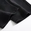 Calça jeans masculina reta preta cinza com cinco pontas stretch arruinada calça curta de verão