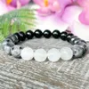 MG1889 8 MM Maansteen Labradoriet Hematiet Zwarte Toermalijn Armband Womens Gemstone Crown Chakra Pols Mala Yoga Sieraden