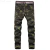 Camouflage Mannen Hip Hop Biker Uitgerekt Jeans Streetwear Geplooide Joggers Slanke mannen Bekrast Broek Pantalones Hombre L230731