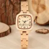 Other Watches Luxury Maple Wood Ladies Watch Square Dial Full Wooden Bangle Wrist Watches Creative Timepiece Gifts for Girlfriend/Wife J230728