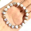MG1953 8 MM Snow Agate Cuted Beads Bracelet Womens Natural Gemstone Beaded Chakra Wrist Jewelry