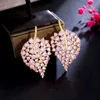 Dangle Oorbellen KARAIRIS Trendy Crystal Leaf Drop Earring Voor Vrouwen Bruiloft Kubieke Zirconia Dubai Bruids Sieraden Zomer Party Geschenken