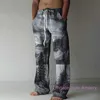 2023 New Mens Casual Pants Plus Size 3xl 4xl 5xl Printed Summer Trousers Sweatpants Drawstring Elastic Loose Pants Men's Cargo Trouser
