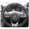 Pour Benz AMG C63S haute qualité cousu à la main anti-dérapant daim noir fil rouge bricolage volant Cover286R