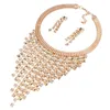Halsbandörhängen Set Europe och America Creative Fashion Jewelry Gift Multilayer Tassel Ornament Diamond for Women Girls