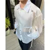 Camicie casual da uomo Uomo Nicchia Moda Filato sottile leggero Manica lunga Abito in pizzo allentato Abbigliamento da palcoscenico Streetwear Camicette vintage