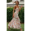 Abiti casual Boho Beach Abito floreale Halter Neck Chiffon Vacation Maxi Sexy 2023 Summer Print Big Pendulum