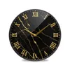 Zegary ścienne czarny marmurowy złota tekstura okrągłe akrylowe zegar bateria działająca w cichym niekiniętym wiszącym zegarku do dekoracji salonu