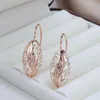Bengelen oorbellen julidream volledige holle textuur 585 Roségouden kleur witte plating hanger voor vrouwen in reliëf juwelen feestaccessoires