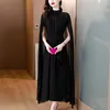 Casual Dresses Black Long Skirt 2023 Summer Foreign Style Thin A-line Evening Dress