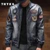 Mens Jackets Motor biker Denim Jacket for Men Cartoon Embroidrery Slim Bomber High Quality American Retro Jaqueta Jeans Clothing 230731