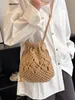 Evening Bags Cute Luxury Designer Brand Straw Woven Shoulder Crossbody Bucket Bag 2023 Fashion Casual Summer Travel Beach Women Trendy 230731