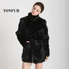 Women's Fur Faux Fur New Women Fashion Real Rabbit Fur Coat Mandarin Collar Natural Fur Jacket Long Customize Female Dropshipping Overcoat HP147 HKD230727