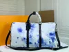 Bolsas de lona de alta calidad para mujer, bolso con letras de flores renderizadas de acuarela blanca, bolsos de hombro para parejas de lujo, Totes Keepall 55, bolsa de viaje, bolsa de gimnasio para hombre, bolsas de fitness