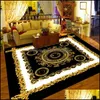 Carpets Luxury Golden Lines Dark Green Carpet For Living Room Floor Mats Beside Table Simple Decoration Home Hallway Rug Bath Door Mat Dhsvr