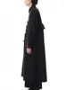 Trench coat da uomo Cappotto nero per il tempo libero Giacca a vento lunga ampia alla moda con fibbia in metallo in primavera e in autunno