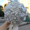 Silver Wedding Bridal Bouquets Simulation Flower Wedding Supplies Artificial Flower Crystal Sweet 15 Quinceanera Bouquets W228-T260d