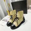 Женские сапоги дизайнеры лодыжки сапоги сапоги и кожа Martin Boot Black White Anti Slip Устойчивость