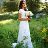2019 Vintage Classic A Line Bridal Gowns with Short Sleeve Lace Wedding Dress Order Modest Western Country Style Wedding Gowns Plu244Y