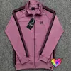 Mens Jackets Dark Pink Needles Track Jacket Men Women Knitted Stripe AWGE Poly Smooth Butterfly Coat 230729