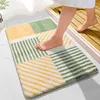 Carpets European Style Simple Striped Lattice Mats Rugs Home Entrance Carpet Bedroom Toilet Bathroom Door Non-Slip Foot Pad R230728