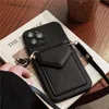 Luxury Crossbody Solid Leather Vogue Phone Case for iPhone 14 13 12 11 Pro Max Durable Adjustable Lanyard Card Slot Wallet Clutch Protective Shell Shockproof
