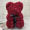 Fleurs décoratives Couronnes Saint Valentin Cadeau 25 cm Rose Rouge Ours En Peluche Fleur Décoration Artificielle Cadeaux De Noël Femmes 230731