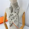 Manual Hand Rolled Twill Silk Scarf Women Disc Animal Building Print Square Scarves Echarpes Foulards Femme Wraps Bandana Hijab 90CM*90CM