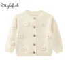 Pullover Spring baby clothes handmade flower sweater women cardigan children s coat versatile knitwear 230731