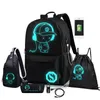 Schooltassen kinderen rugzak schooltassen voor jongensmeisjes anime lumineuze school rugzak kinderen waterdichte boekzak usb opladen schooltas cadeau 230729