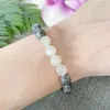 MG1889 8 MM Maansteen Labradoriet Hematiet Zwarte Toermalijn Armband Womens Gemstone Crown Chakra Pols Mala Yoga Sieraden