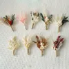 Decorative Flowers Wreaths Mini Dried Flower Bouquet Boutonnieres Wedding Groomsmen Buttonholes Pampas Grass Bridesmaid Birthday Cake Table Decor 230731