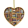 Juldekorationer bokälskare hjärtprydnad akrylbibliotekarie gåva för träd hängande hantverk