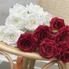 Fleurs décoratives Couronnes Artificielle Rose Plantes Feuilles Rose Soie Faux Décoration De La Maison Blanc Automne Bouquet Roses Fleur Bureau Décor 230731