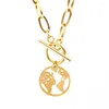 Choker Map Coin Disc PENDANT Long WOMEN NECKLACE GOLD COLOR Collares Stainless Steel Jewelry Collier Gift