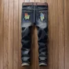 Men's European and American Street Personality Brushed Mens Ripped Straight Jeans Casual Fashion Style L230731