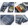 Jeans da uomo Pantaloni da uomo in denim ricamato patchwork strappato Pantaloni larghi larghi firmati hip-hop streetwear slim fit