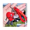 Keychains Lanyards 10Style 3D PVC Keychain Bad Bonny Clog Shoe Charm Glow in Dark Soft Decorations Childs Designer Shoes for OTE1I