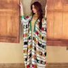 Ethnic Clothing Long Sleeves Dress Elegant Green Dolman Vest Robe Stripe Two Set Woman