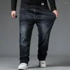 Jeans pour hommes marque droite ample Denim d'âge moyen décontracté grand pantalon extensible pantalon d'affaires grande taille