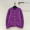 Kvinnors stickor Tees Designer Tidig Autumn Handmased Workshop Single Breasted Purple Sweater Cardigan Fashion Round Neck Loose Tjock Coat 1 M0BZ
