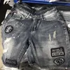 Summer New Shorts Perforated Fashion Denim Badge Men's Pants