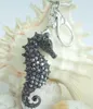 Sleutelhangers Black-Tone Mooie Seahorse Sleutelhanger Hanger Zwart Grijs Strass Kristal K02254C11