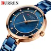Andere horloges CURREN dameshorloges topmerk luxe goud blauw dames polshorloge quartz horloge roestvrij staal klassiek Brelet vrouwelijk klok nieuw 9051 J230728