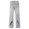 Jeans pour hommes Y2K trou coupe Patchwork lavé bleu Baggy pantalon unisexe poche droite ample décontracté Denim pantalon surdimensionné Cargos