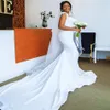 2020 Plus La Taille Arabe Aso Ebi Dentelle Perlée Sirène Robes De Mariée Sheer Cou Robes De Mariée Satin Robes De Mariée ZJ054247W