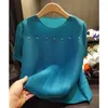 Vrouwen T Shirts JOCLOTH Zomer Lente Miyake Geplooid T-shirt Effen Elegante Losse Top Vrouwen Kantoor Dames Casual Eenvoudige Dameskleding