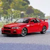 Diecast Model Cars WELLY 124 Nissan Skyline Ares GTR R34 Diecasts Toy Vehicles Metal Toy Car Model High Simulation Collection Kids Toys x0731