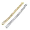 Hip Hop 16mm Square Zircon Cuban Link Armband Women Men Iced Out Bling Full asfalterade kubiska zirkoniumparets smycken gåva